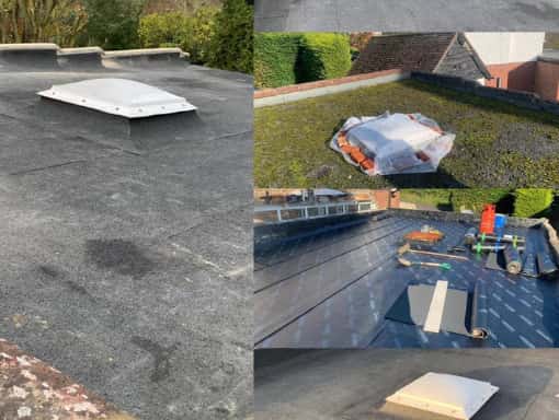 This is a photo of a new new felt roof installation. This work was carried out by Rugby Roofing Company